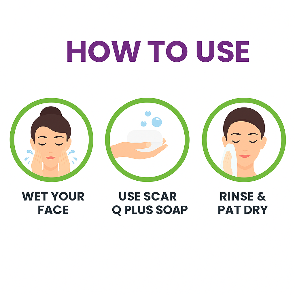 Scar Q Plus Soap 100g X 3pcs & Get Face wash 100g Free