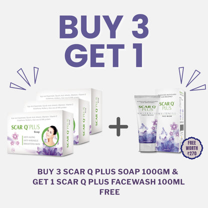 Scar Q Plus Soap 100g X 3pcs & Get Face wash 100g Free
