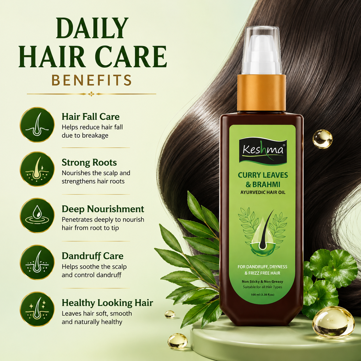 Keshma Curry Leaves & Brahmi Ayurvedic Hair Oil