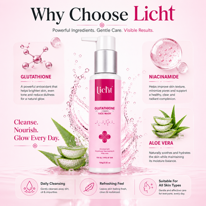 Licht Glutathione Face Wash with Niacinamide & Aloe Vera
