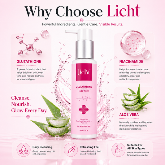Licht Glutathione Face Wash with Niacinamide & Aloe Vera