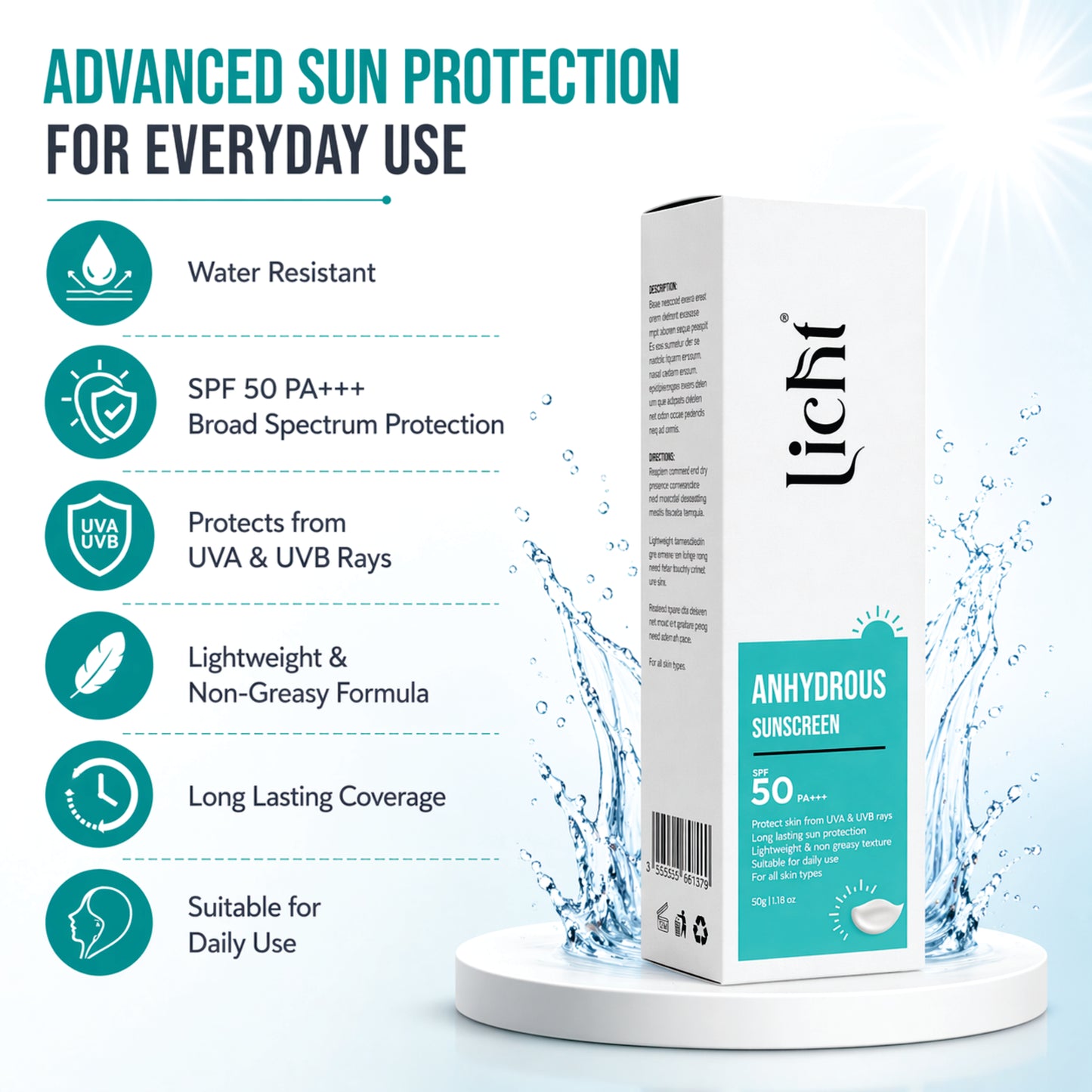 Licht Anhydrous Sunscreen SPF 50 PA+++